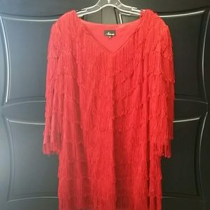Vintage red half sleeve tassel dress size 16